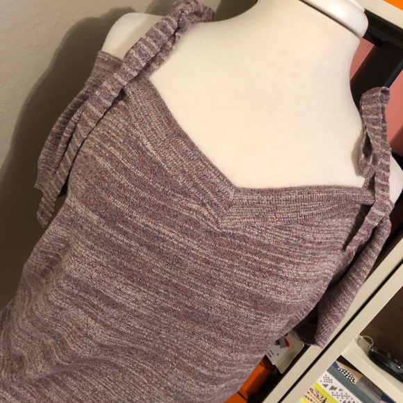 Flirty Pink Marbled Off Shoulder Knit Bow Top - Picture 6 of 8